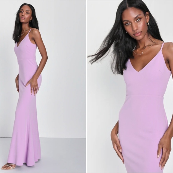 LULU's Prom Bridesmaid Modern Sexy Chic Lavender Mermaid Maxi Dress NWOT - Picture 2 of 3